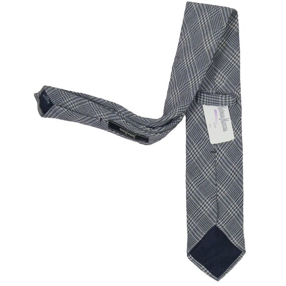 NEW Handsome Neiman Marcus Tie!Navy & Creme PlaidBrushed CottonMade in USA